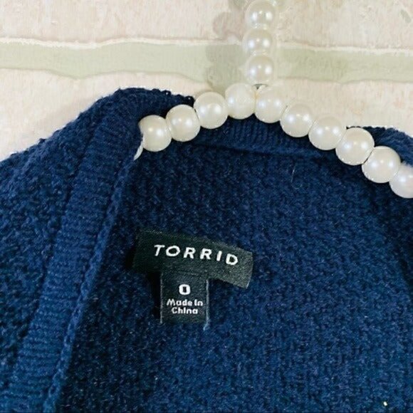 Torrid Navy Open Front Long Cardigan Sweater Size 0 - Picture 9 of 10